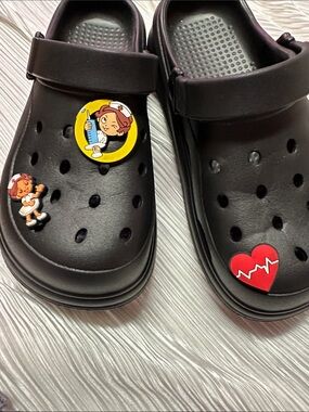 New Nursing nurse doctor hospital work women shoes crocs style black charms